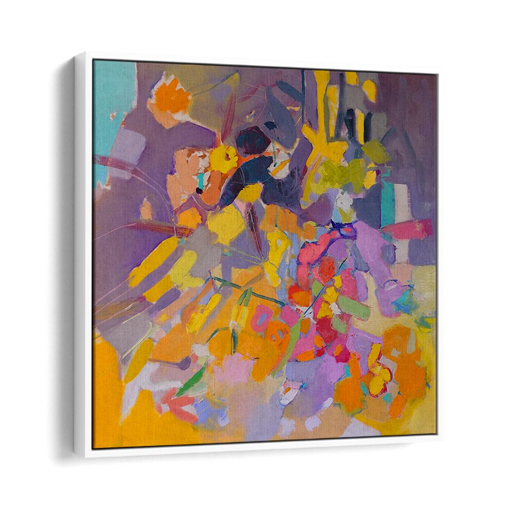 Vibrant ORANGE FLOWERS in an ABSTRACT PAINTING, adding color and energy to your home decor. Perfect for any space.