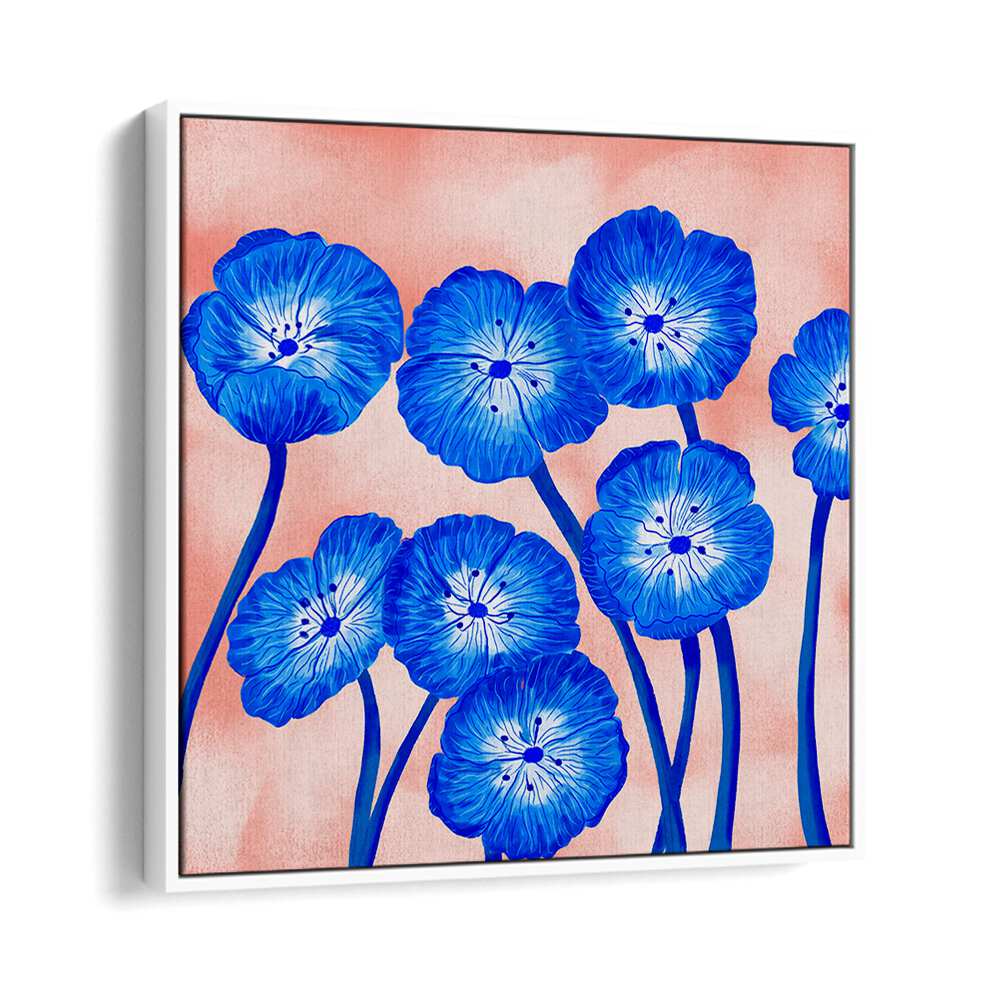 INDIGO BLOOMS , FLORAL FLOWER PAINTINGS