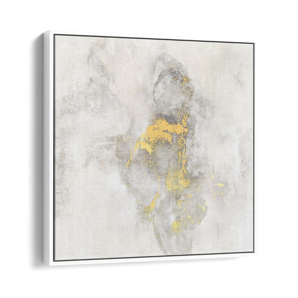 Elegant abstract painting "YOSEMITE FALLS I" features soothing colors with gold accents, perfect for modern decor.