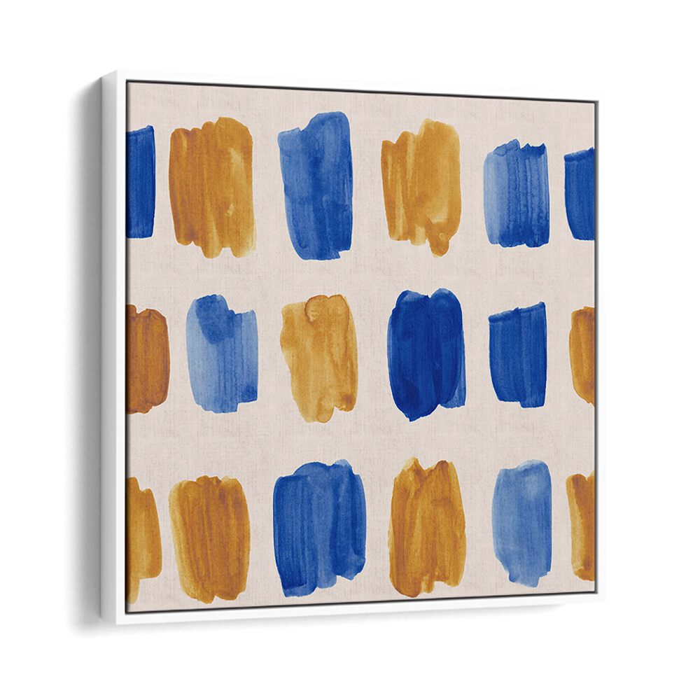 WATERCOLOUR TILE XVI, ABSTRACT PAINTINGS features vibrant blue and gold strokes, enhancing your home décor beautifully.