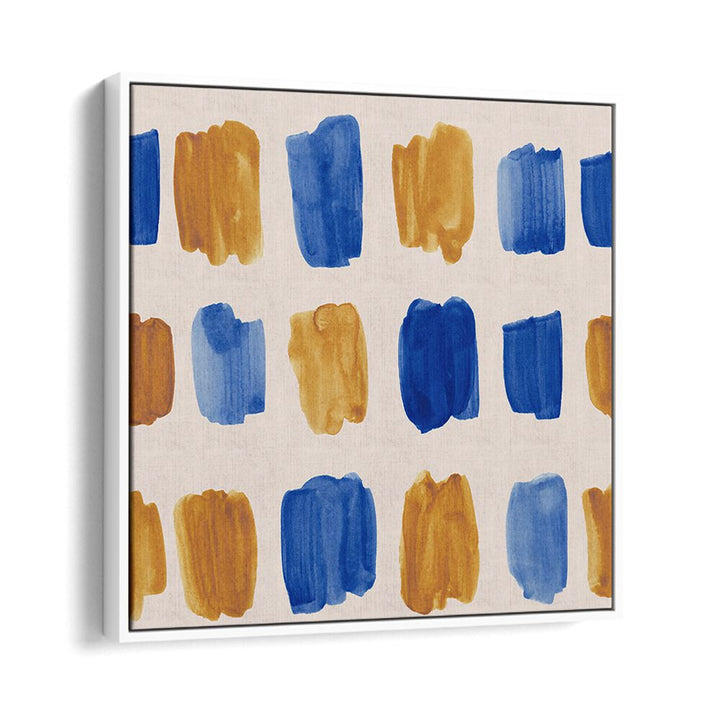 WATERCOLOUR TILE XVI, ABSTRACT PAINTINGS features vibrant blue and gold strokes, enhancing your home décor beautifully.