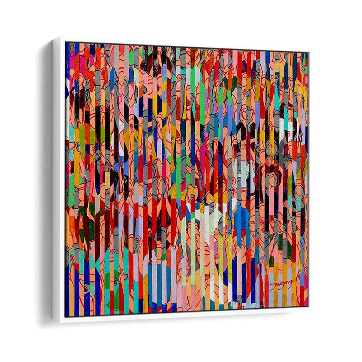 Vibrant STADIUM, ABSTRACT PAINTINGS showcasing colorful patterns and crowd scenes, perfect for modern decor.