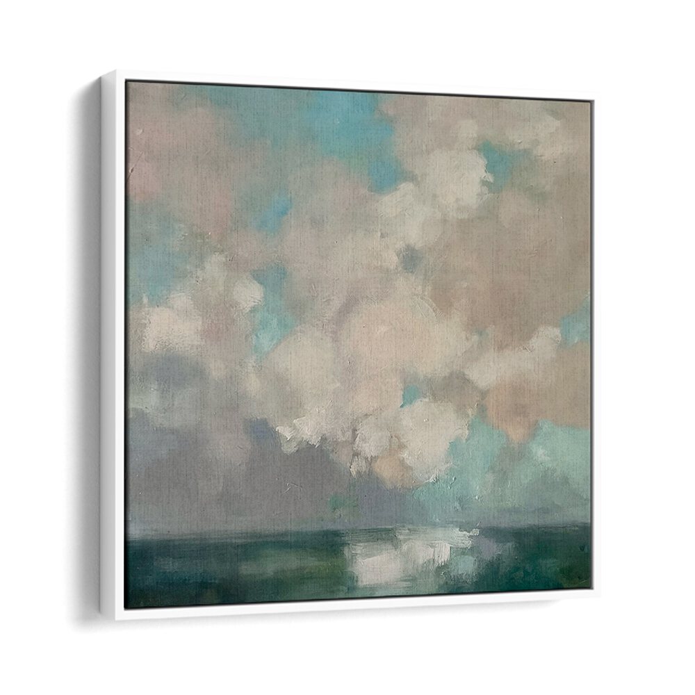 Abstract painting titled "GREEN CLOUDS," enhancing home decor with tranquility and artistry. Perfect for any space.