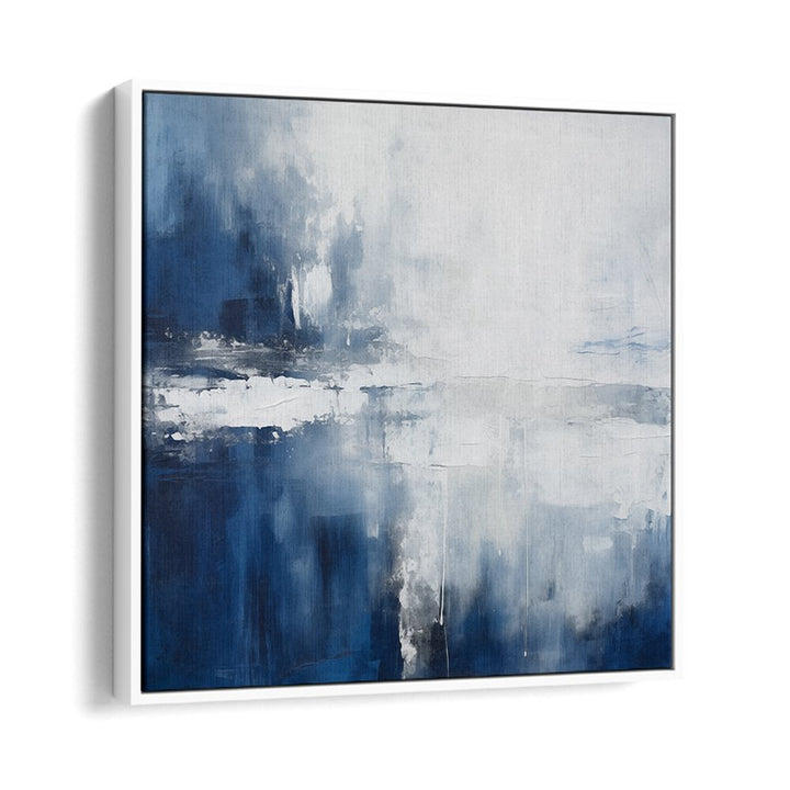 Aqua Dreamscape, abstract paintings featuring serene blue and white hues, perfect for modern decor.