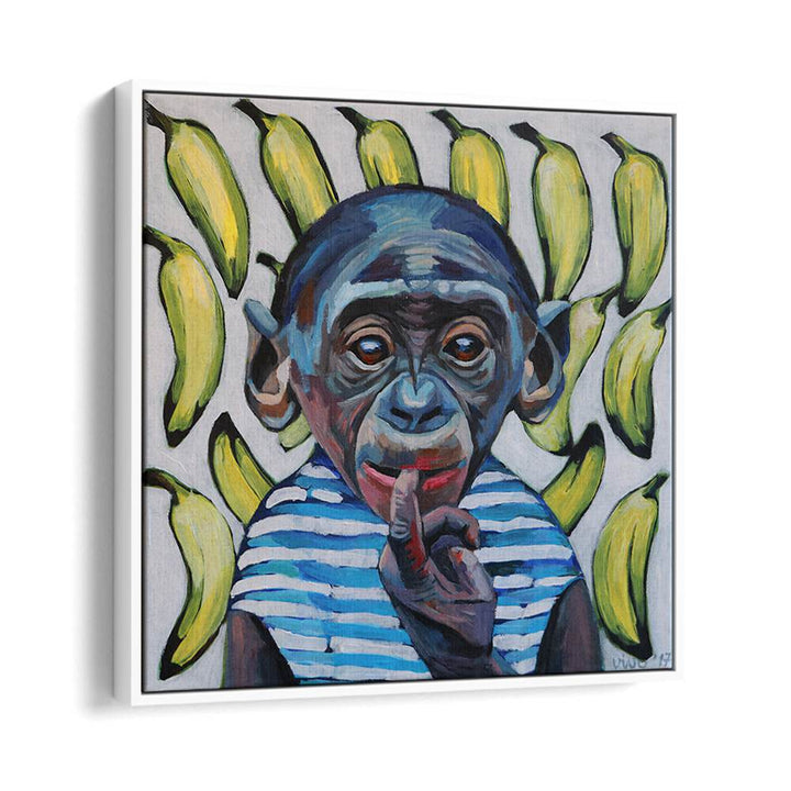 Vibrant BANANA CONTEMPLATION, COMIC POSTERS featuring a playful monkey and bananas, perfect for comic art lovers.