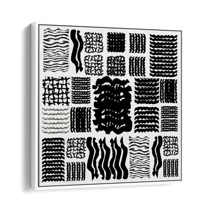 SQUIGGLE GRID II, GEOMETRIC ART PRINTS feature bold black and white patterns, perfect for modern home decor.