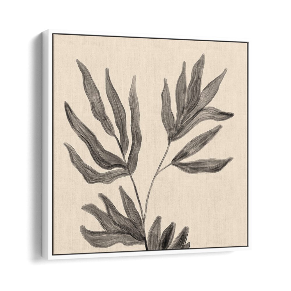 Elegant BOTANICAL ABSTRACT III, FLORAL FLOWER PAINTINGS, showcasing delicate leaves for modern home decor.