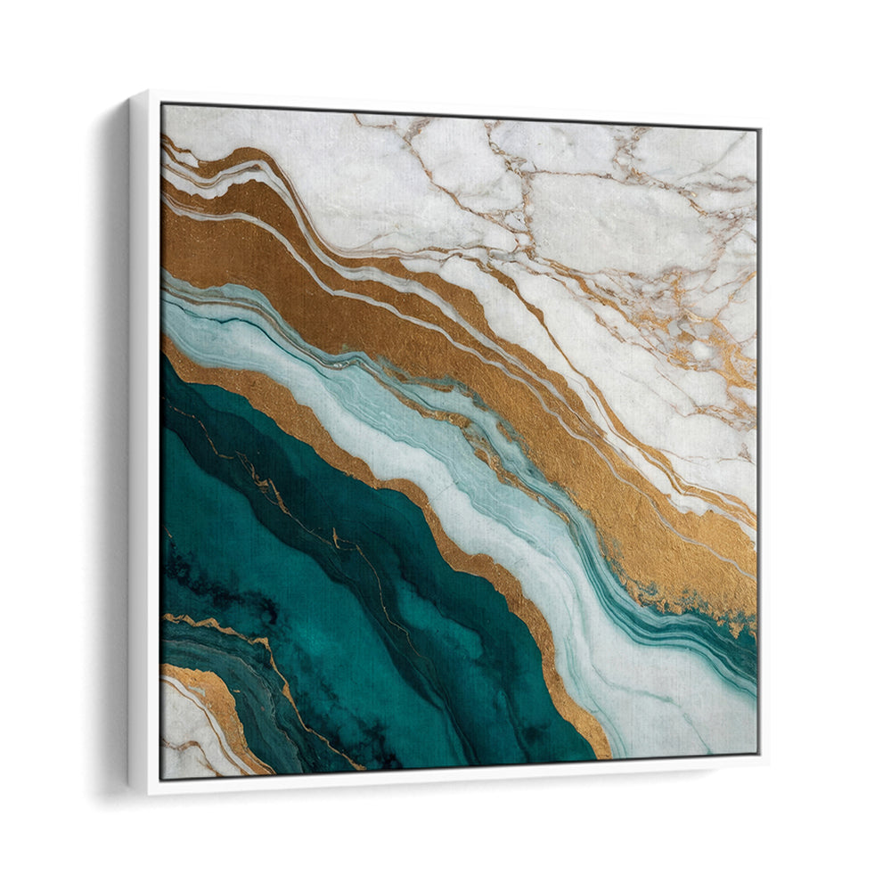 Stunning GOLDEN VEIN WAVES, ABSTRACT PAINTINGS with elegant gold and teal hues, perfect for modern decor.