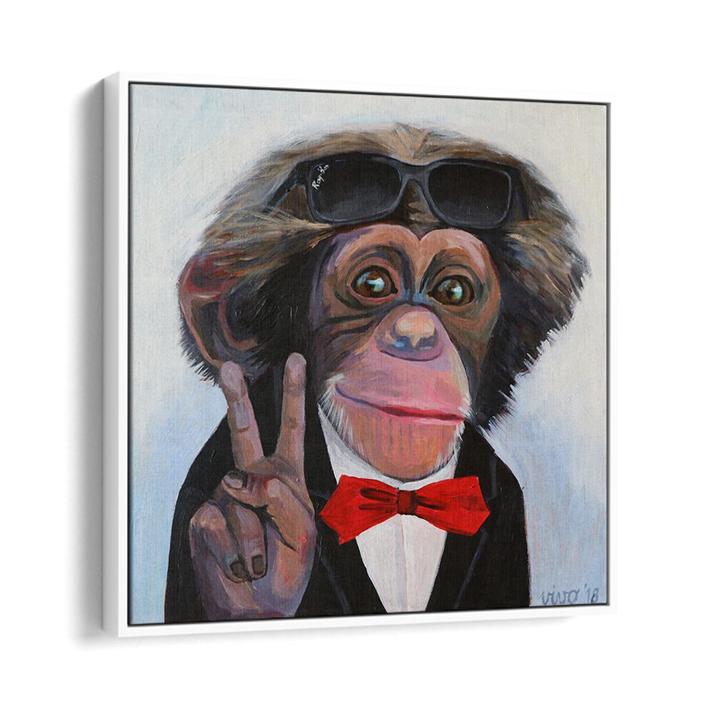 Stylish COOL PRIMATE CHARM, COMIC POSTERS featuring a cheerful monkey in sunglasses, perfect for comic lovers.