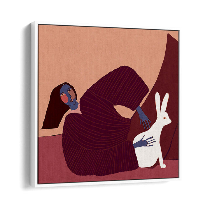 LADY AND RABBIT , PORTRAITS & FIGURATIVE ILLUSTRATIONS
