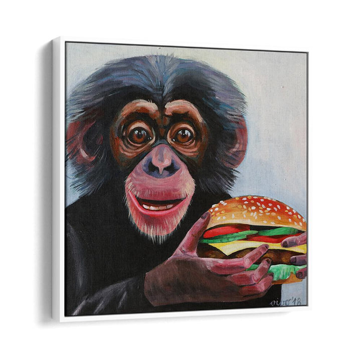 Colorful MONKEY HOLDING A HAMBURGER, COMIC POSTERS brighten up your space with whimsical comic art for fans.