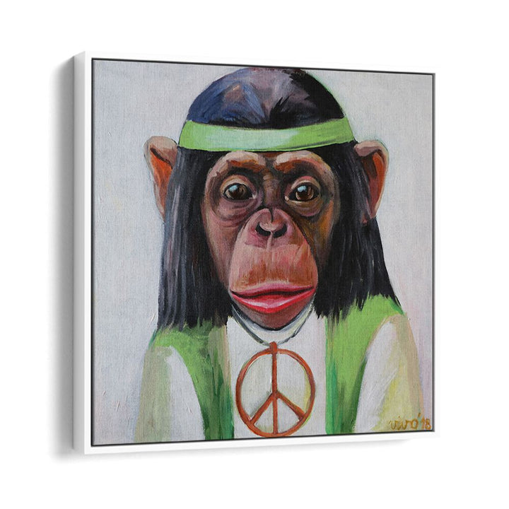 Vibrant PEACEFUL PRIMATE VIBE, COMIC POSTERS featuring a colorful monkey artwork, perfect for lively wall decor.