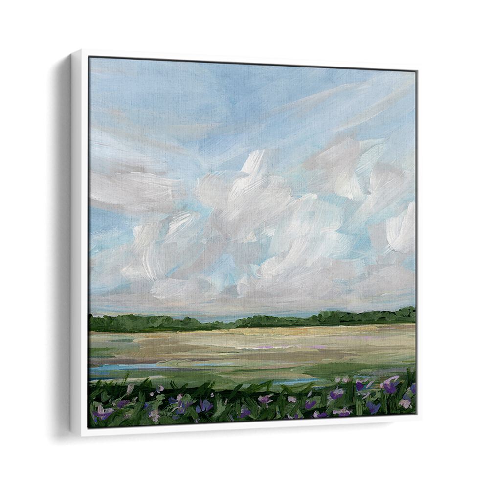 WIND & WILDFLOWERS landscape painting showcasing serene skies and vibrant blooms, perfect for nature lovers.
