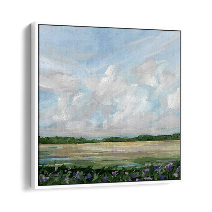 WIND & WILDFLOWERS landscape painting showcasing serene skies and vibrant blooms, perfect for nature lovers.