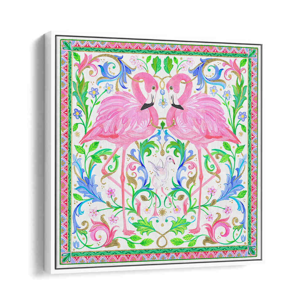 TWO PINK FLAMINGOS , ANIMAL PAINTINGS