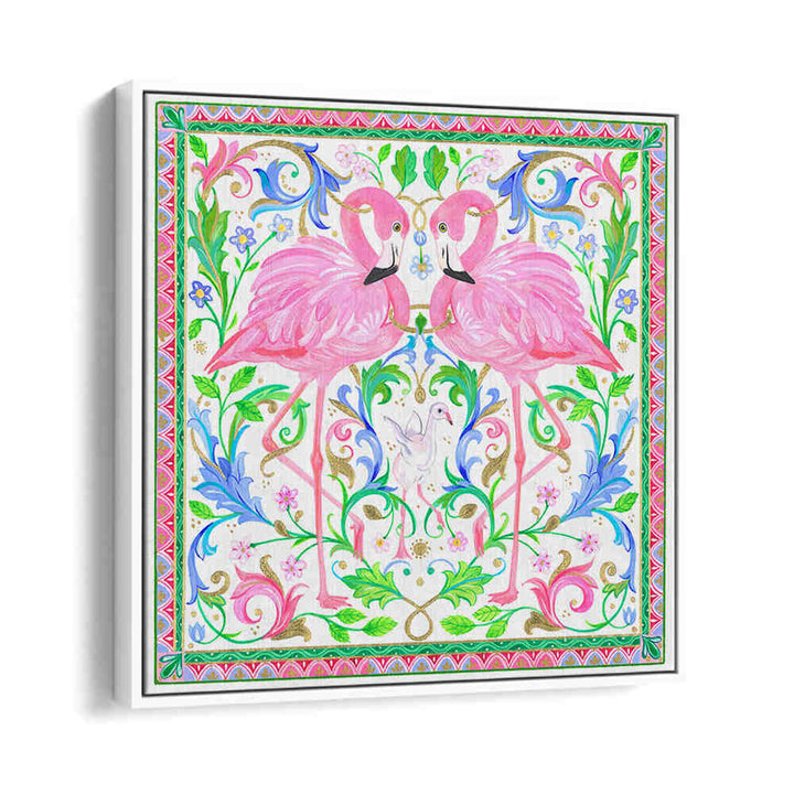 TWO PINK FLAMINGOS , ANIMAL PAINTINGS