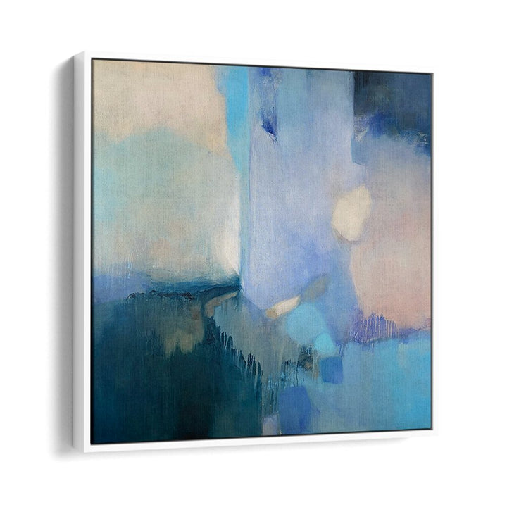 Stunning FROZEN HAZE, ABSTRACT PAINTINGS in soothing blue tones, perfect for elevating your space.