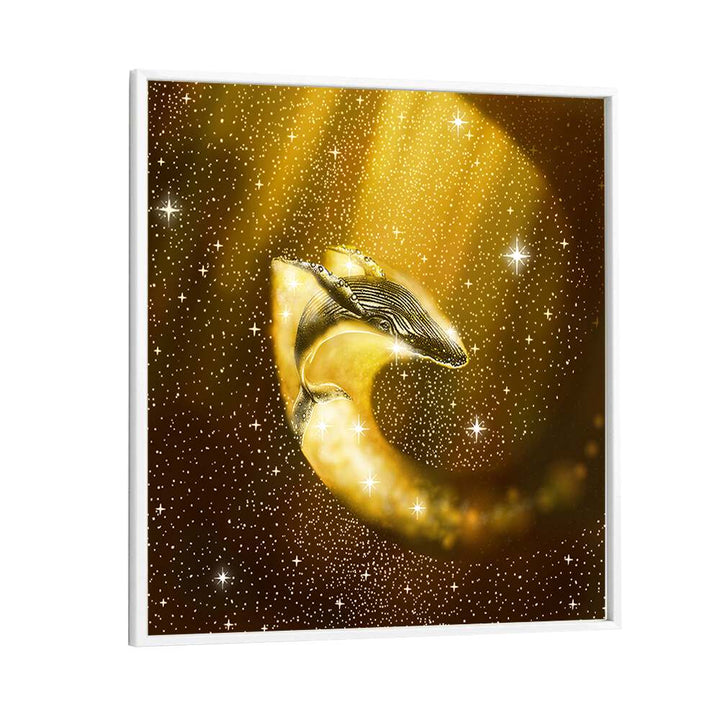 STARRY WHALE IN GOLDEN SPACE BY ALIRIZA ÇAKIR SURREAL PAINTINGS, SURREAL ART