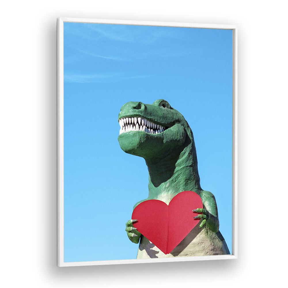 surreal painting - TYRANNOSAURUS REX WITH A RED PAPER HEART I by Asianmonk