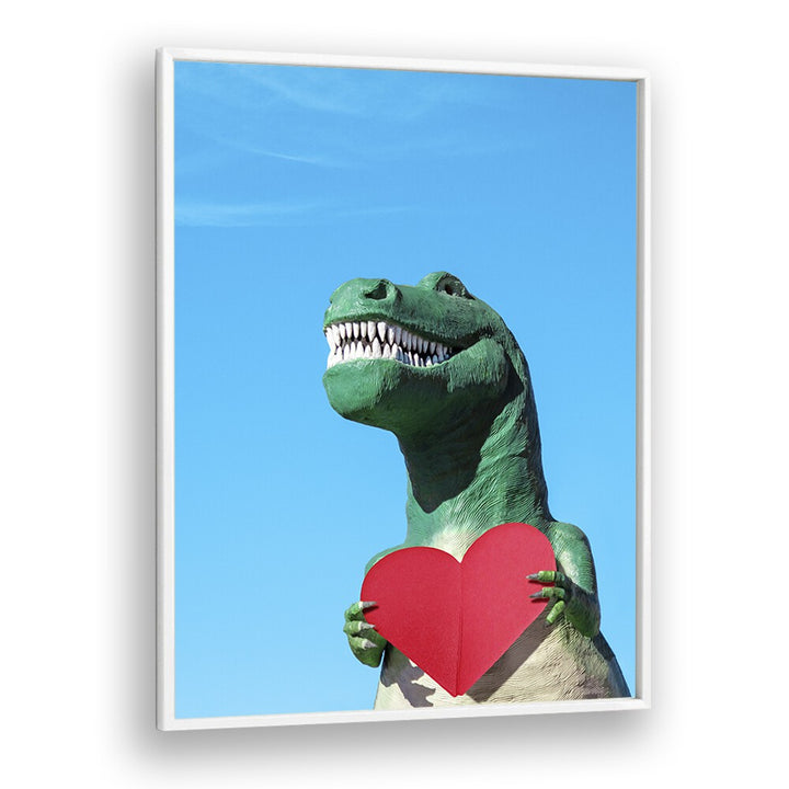 surreal painting - TYRANNOSAURUS REX WITH A RED PAPER HEART I by Asianmonk