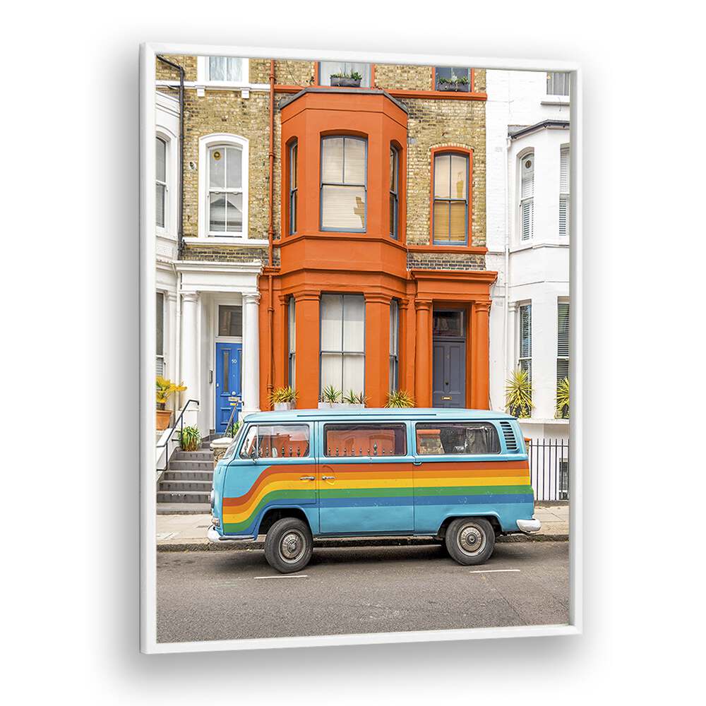 RETRO RAINBOW VAN BY GABOR ESTEFAN, STREET PHOTOGRAPHY ART PRINTS