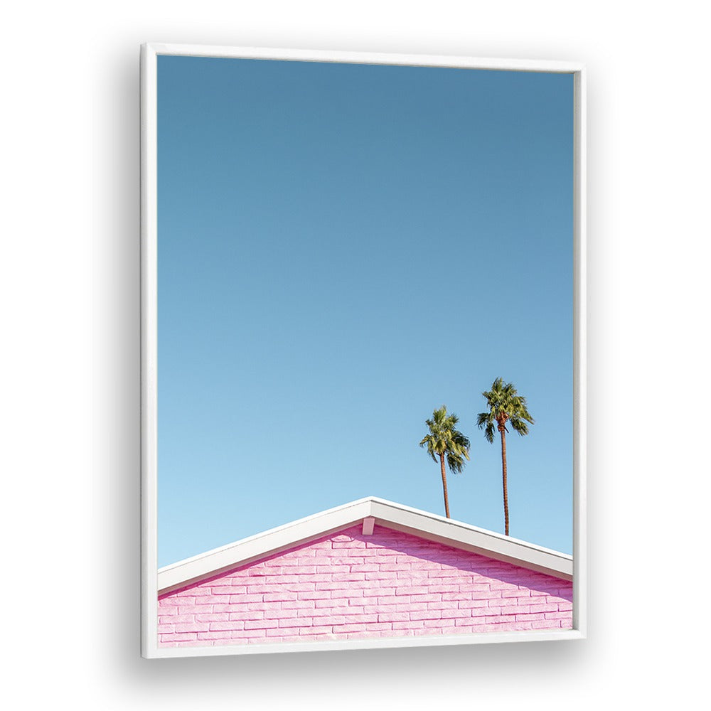 surreal painting - PINK ROOFLINE WITH PALM TREES by Asianmonk