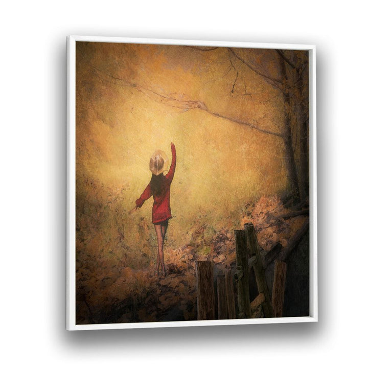 surreal painting - FAIRY TALE GOLDEN AUTUMN WALL ART by Asianmonk