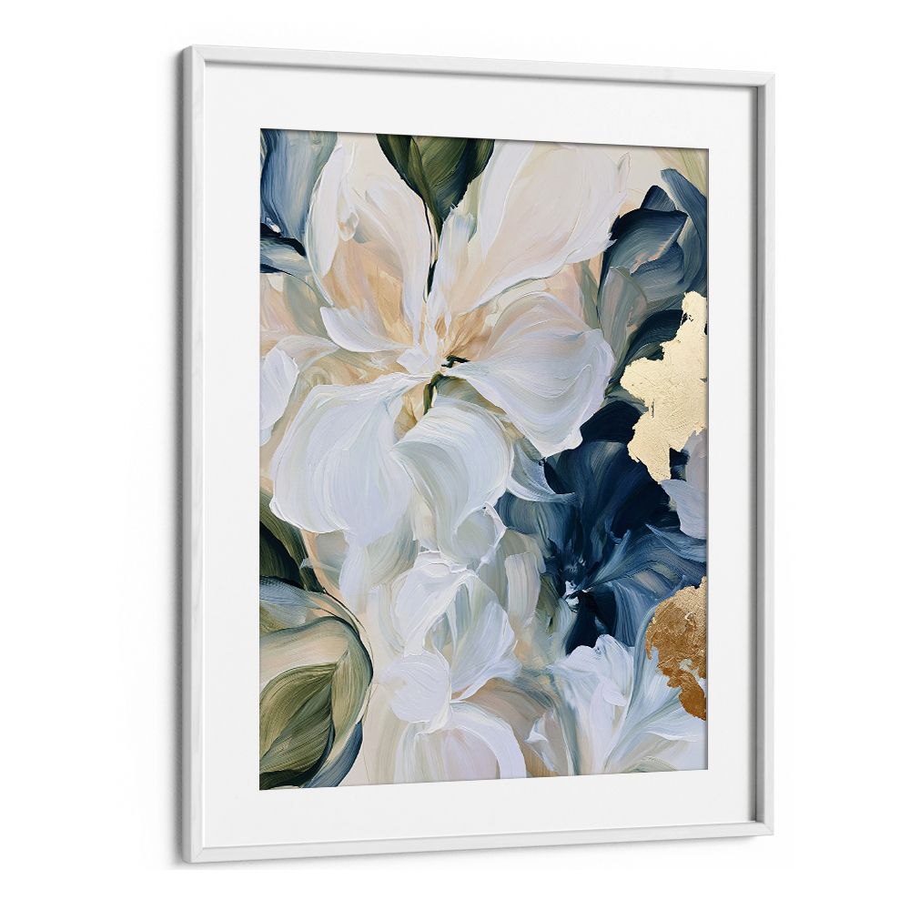 ABSTRACT BLUE GOLD FLOWERS