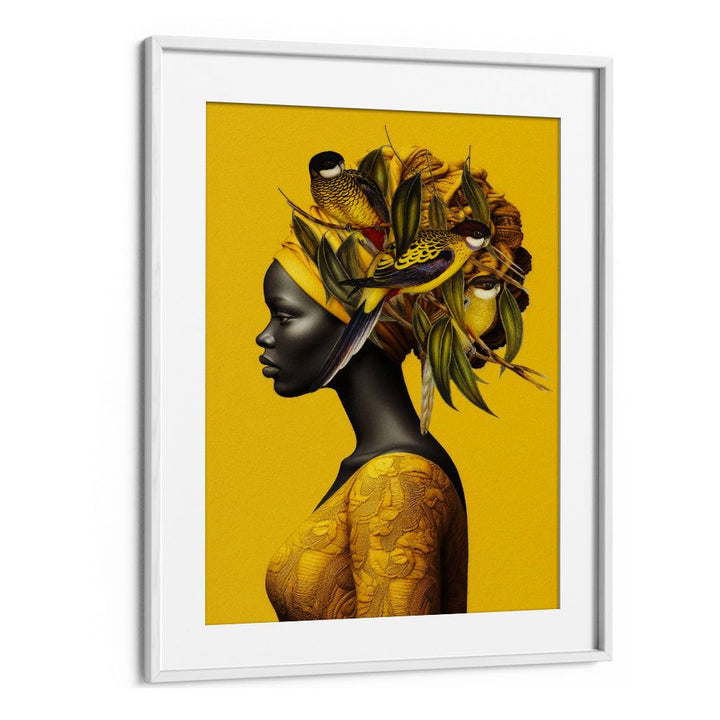 AFRICAN WOMAN GOLDEN BIRDS