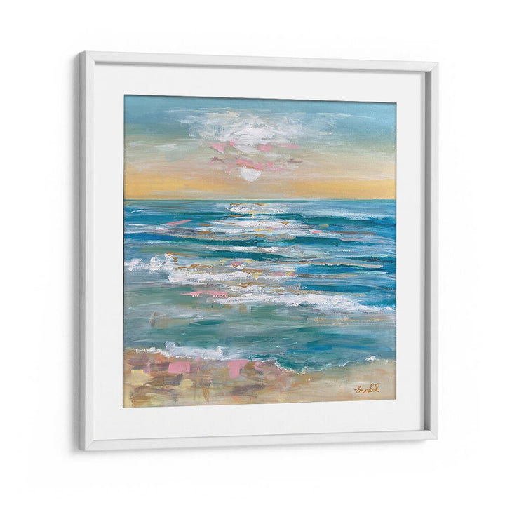 Serene coastal view with gentle waves, featured in A TRANQUIL OCEAN, BEACH PAINTINGS from WhiteMount.