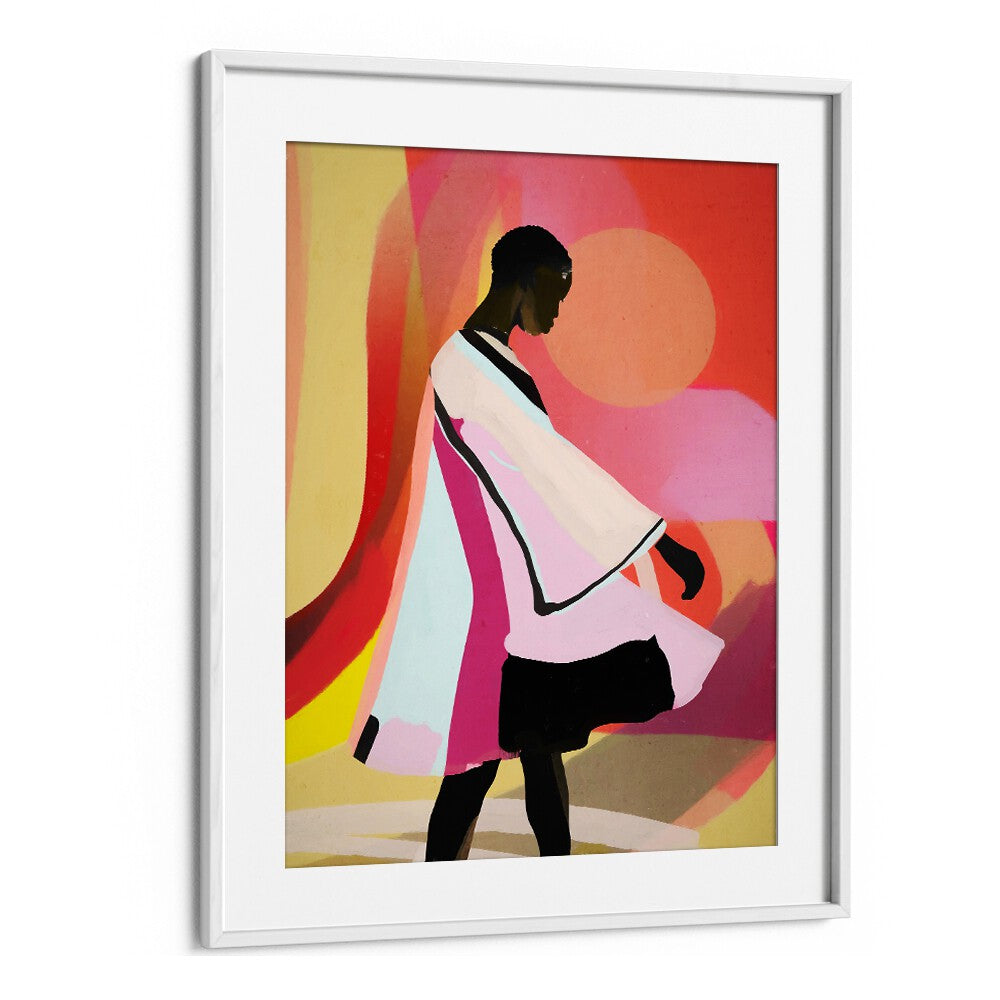 Colorful abstract art featuring a girl in a sunset backdrop, showcasing ABSTRACT ART SUNSET GIRL, PORTRAITS & FIGURATIVE ILLUSTRATIONS.