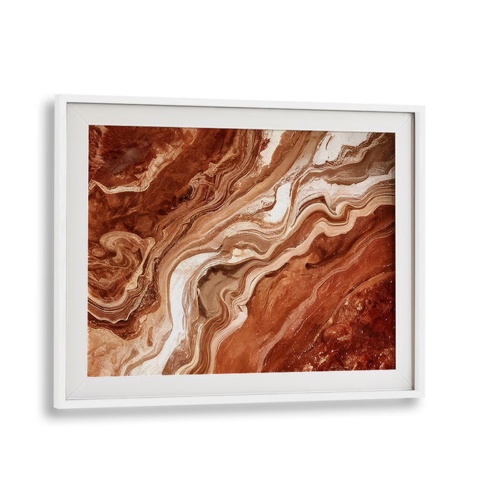 Abstract painting featuring patterns in rich earthy tones—deep browns and terracotta reds for elegant home decor.