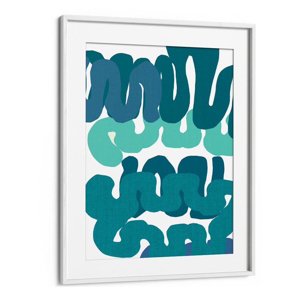 Vibrant BLUE SQUIGGLES II, ABSTRACT PAINTINGS with dynamic blue patterns, perfect for any creative space.
