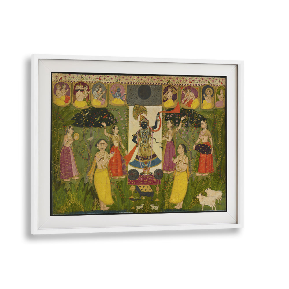 WORSHIP OF SHRI NATHJI , INDIAN ART PAINTINGS