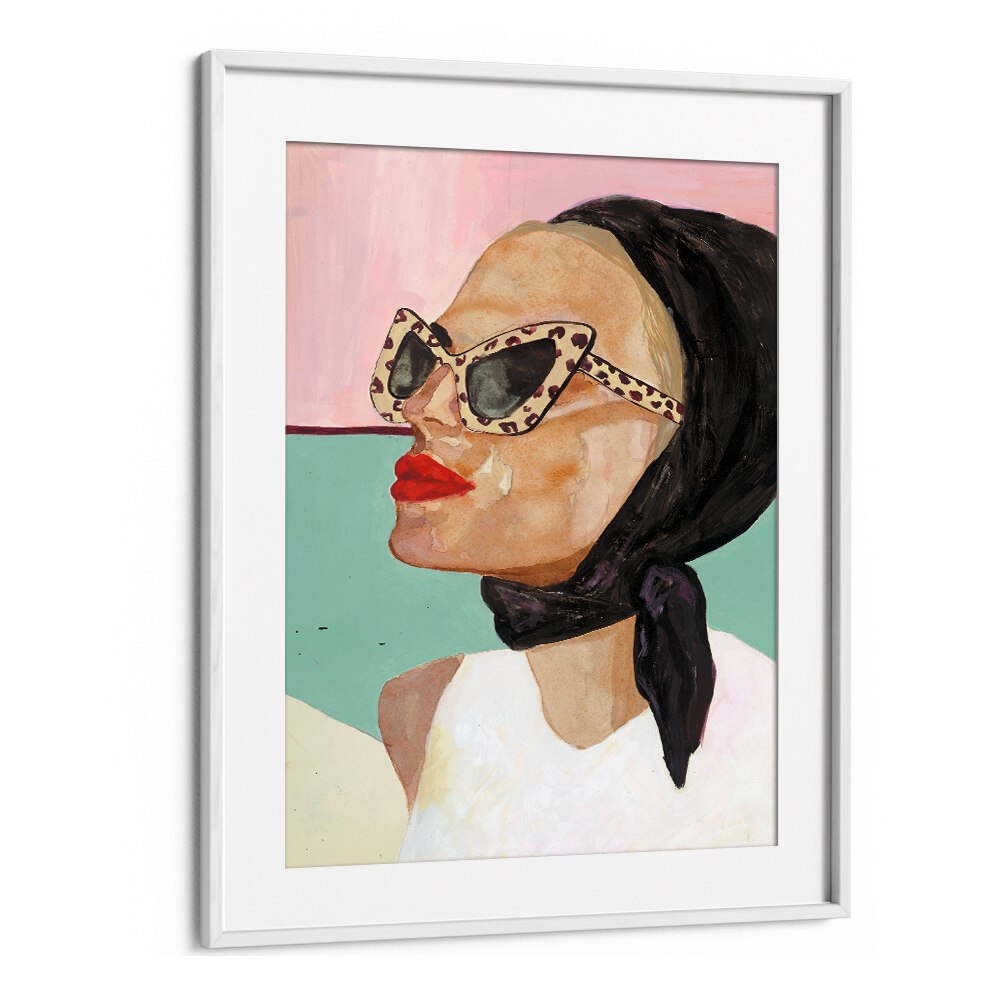 Elegant CAPRI, PORTRAITS illustration featuring a stylish woman in sunglasses, perfect for enhancing your home decor.