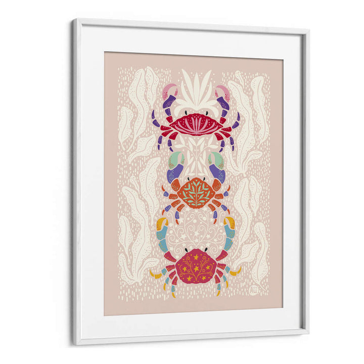 COLORFUL CRABS IN RED , BAR & CAFE ART