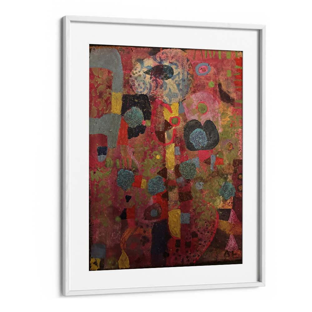 CRIMSON RHYTHM , ABSTRACT PAINTINGS by WhiteMount Studio — bold crimson abstract with layered texture and dynamic movement.