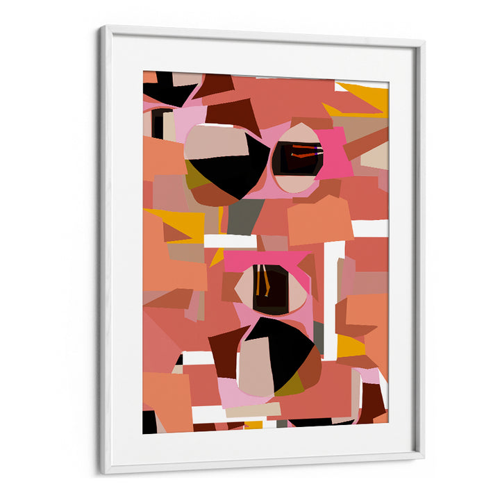 Bold deep pink geometric shapes create a striking art print, perfect for modern decor with DEEP PINK GEOMETRIC SHAPES I.
