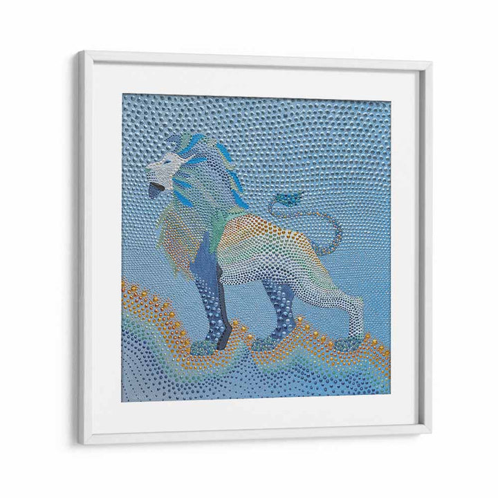 Dotted Majesty Lion, an exquisite animal painting showcasing vibrant colors and intricate textures to enhance your decor.