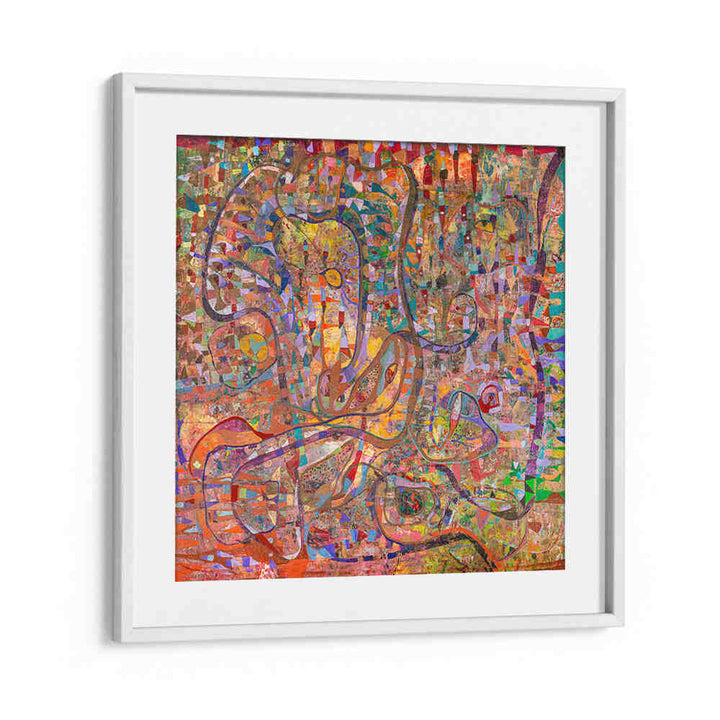 DYSTOPIA , ABSTRACT PAINTINGS - WhiteMount framed colorful layered textured canvas for modern interiors