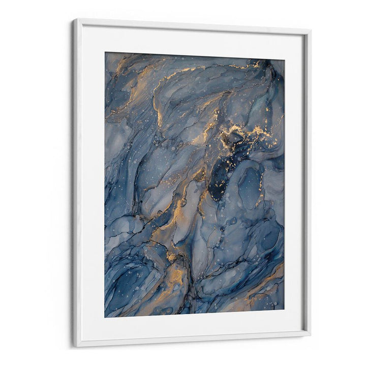 Stunning DELICATE BLUE, ABSTRACT PAINTINGS featuring swirling blue and gold tones, perfect for modern decor.