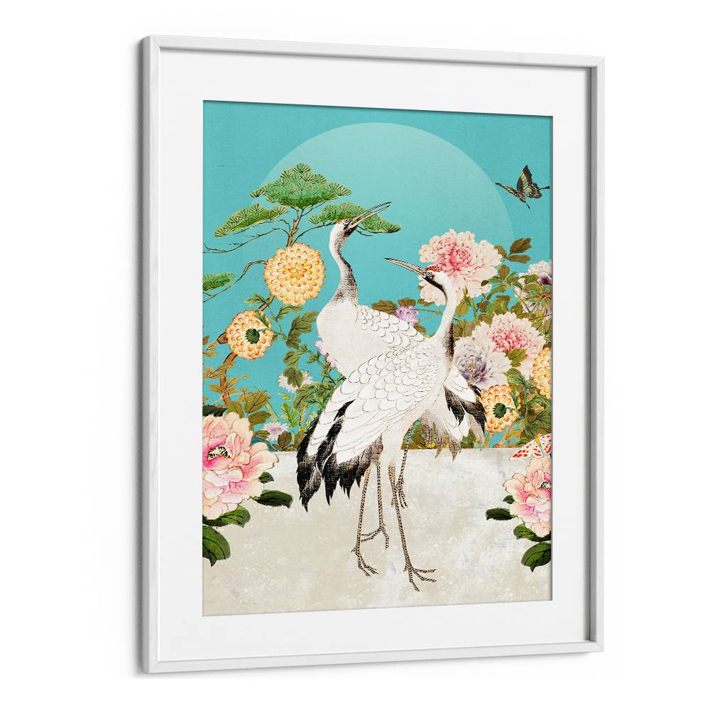 ELEGANT CRANES AND PEONIES