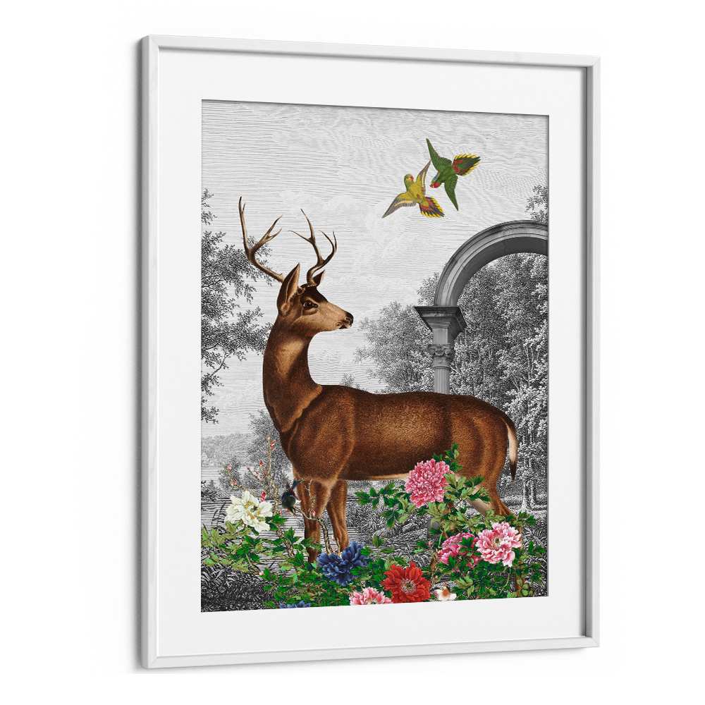 ELEGANT DEER GARDEN SCENE