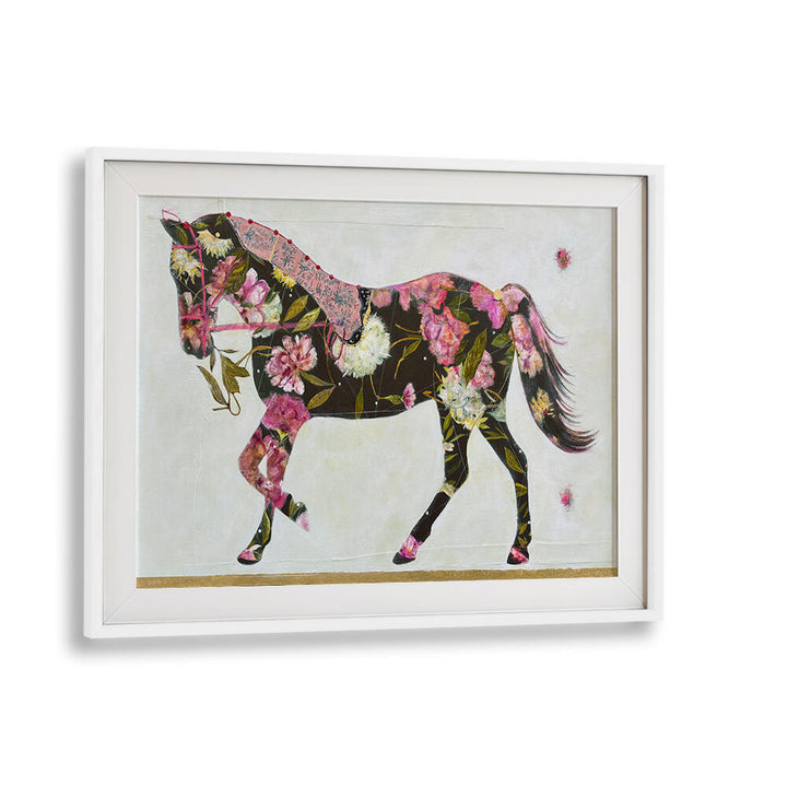 Floral horse artwork showcasing EQUESTRIAN ELEGANCE, ANIMAL PAINTINGS, perfect for nature lovers.