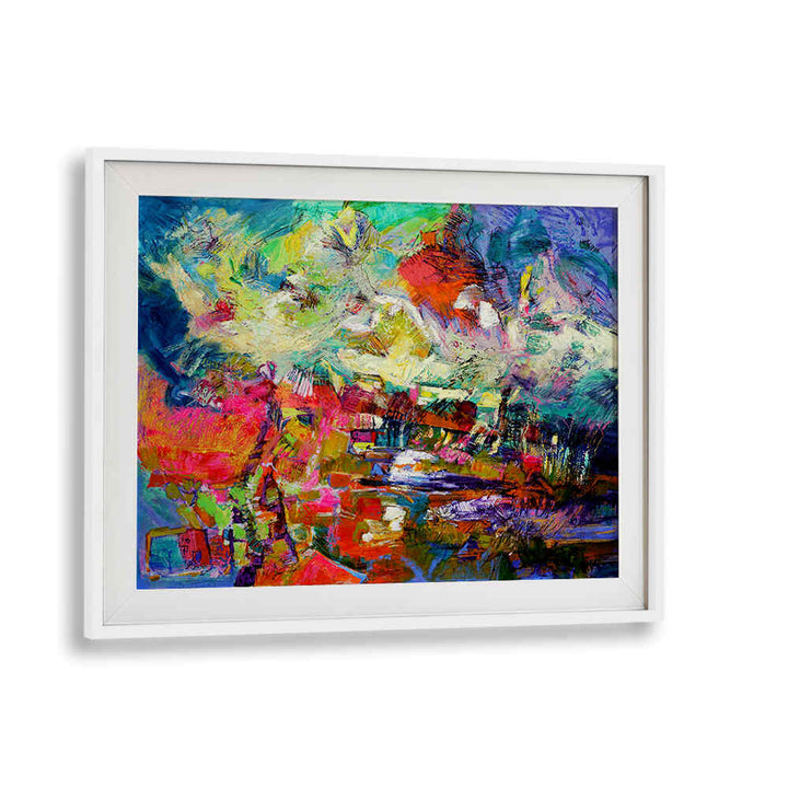 WHITEMOUNT EXPRESSIONIST , ABSTRACT PAINTINGS framed vibrant textured artwork with bold color and dynamic movement