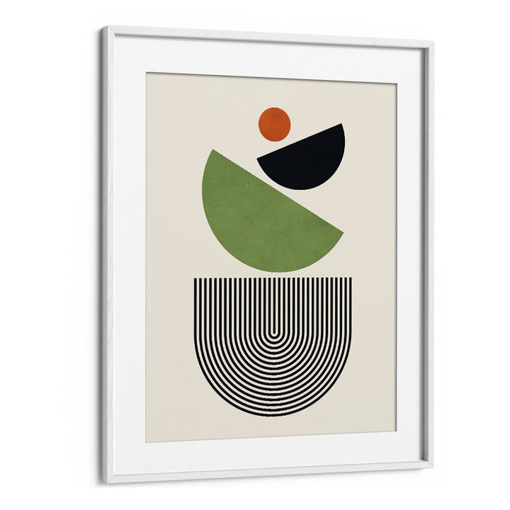 GEOMETRIC SHAPES IN GREEN BLACK AND ORANGE , GEOMETRIC ART PRINTS