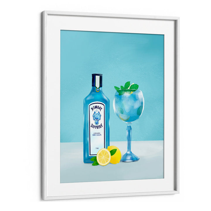 GIN COCKTAIL , BAR artwork by WHITEMOUNT with Bombay Sapphire bottle and blue cocktail glass.