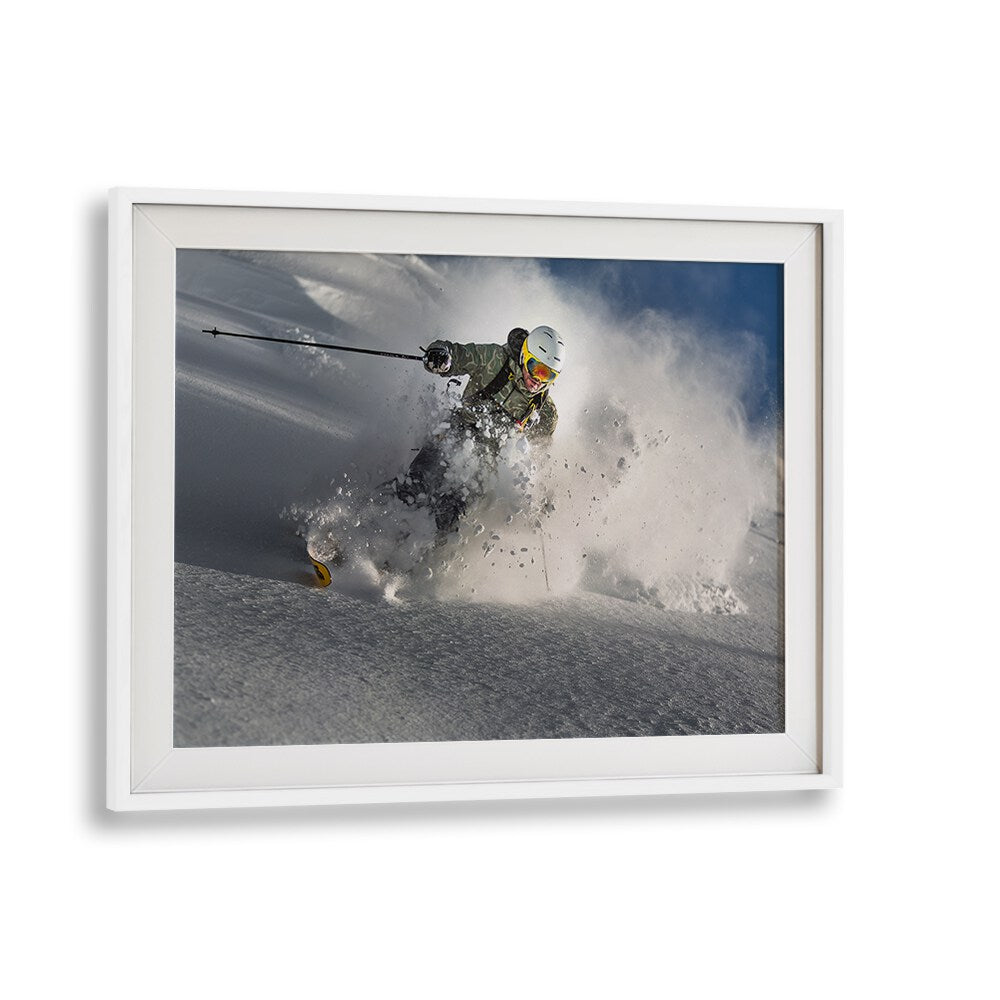 Dynamic skier capturing the thrill of movement with GO FOR IT, PHOTOGRAPHY PRINTS to inspire action-seekers.