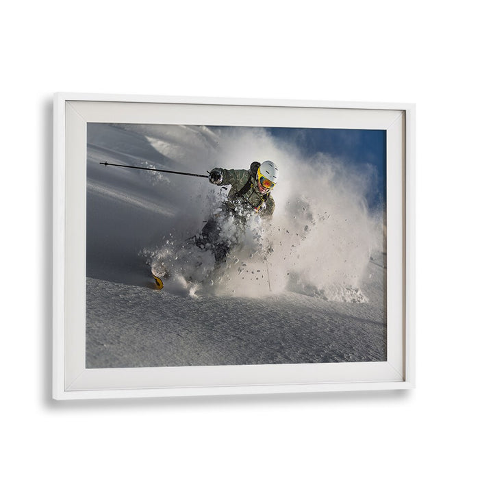Dynamic skier capturing the thrill of movement with GO FOR IT, PHOTOGRAPHY PRINTS to inspire action-seekers.