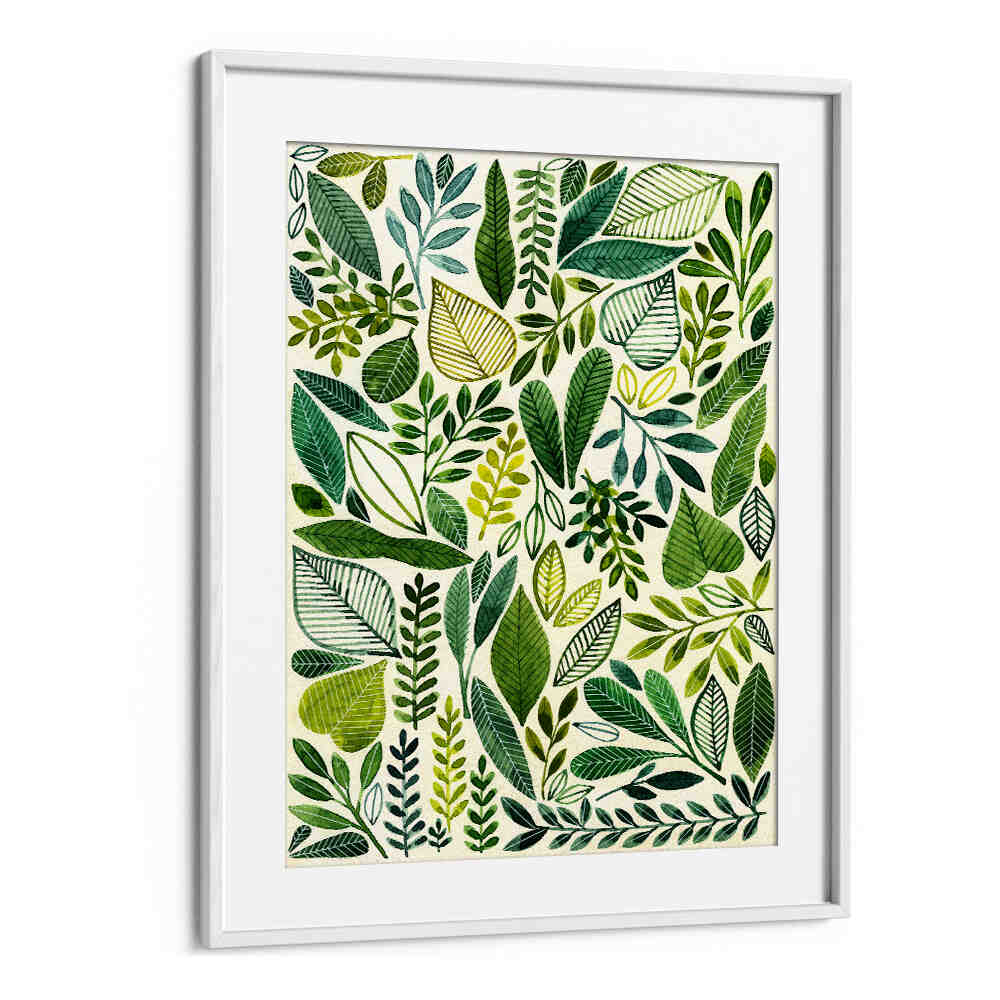 GREEN LEAVES IN VARIOUS SHAPES